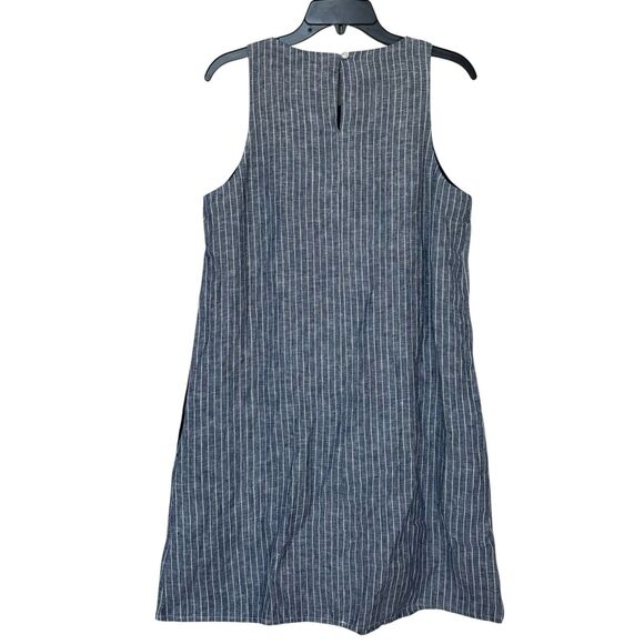 Quince European Linen Tank Mini Dress Size Small Chambray Striped Blue Pockets - Picture 5 of 12